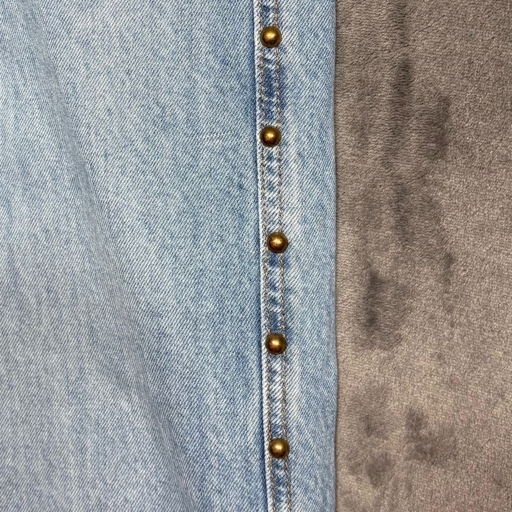 Mid-Rise 90s Baggy Wide-leg Embellished Denim Jeans sz2 Button-Fly Cabincore - Picture 7 of 9